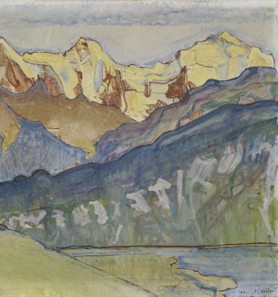 Eiger, Mönch og Jungfrau fra Beatenberg av Ferdinand Hodler