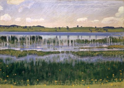 Burgäschi-sjøen nær Langenthal, rundt 1901. av Ferdinand Hodler
