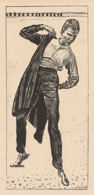 Student tar på seg frakken av Ferdinand Hodler