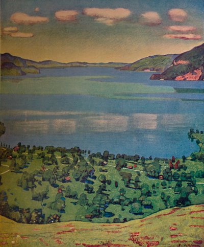 The Lake of Thun, fra Leissigen, c1910. av Ferdinand Hodler