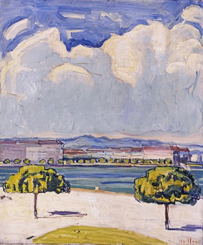 Quai du Mont-Blanc i Genève sett fra Jardin Anglais, ca. 1910. av Ferdinand Hodler