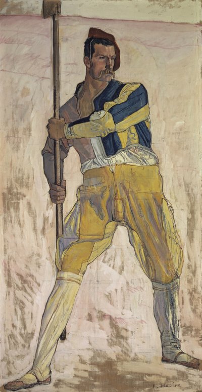 Kriger med hellebard, ca. 1898. av Ferdinand Hodler