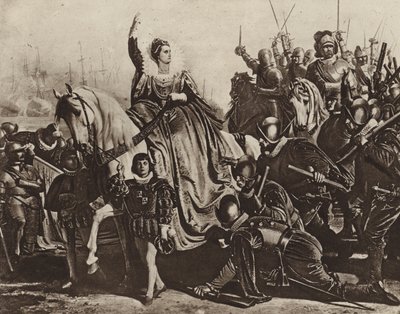 Dronning Elizabeth på Tilbury (fotogravyr) av Ferdinand II Piloty
