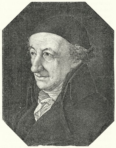 Portrett av den tyske poeten Christoph Martin Wieland i alderdom (gravering) av Ferdinand Jagemann
