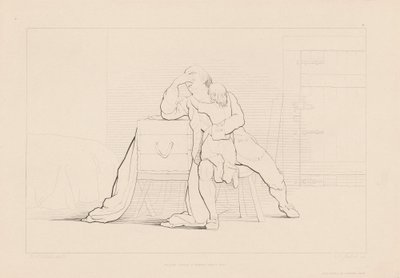 Gertrude klatret på en enkefars kne av Ferdinand Joubert, after George Elgar Hicks