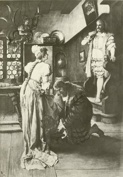 The Master-Singers of Nuremberg, akt III scene iv (gravyr) av Ferdinand Leeke