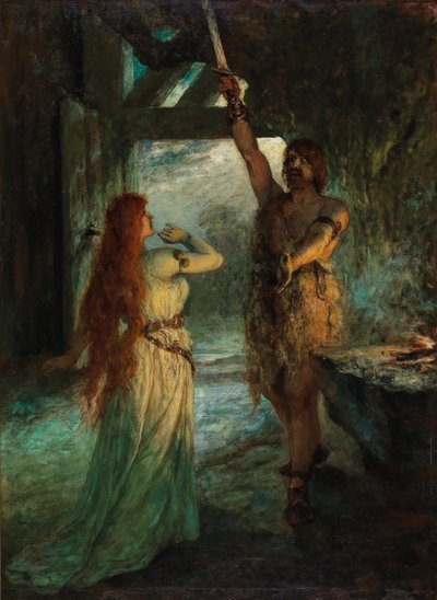 Valkyrie 1. akt: Sieglinde og hennes bror Siegmund. av Ferdinand Leeke