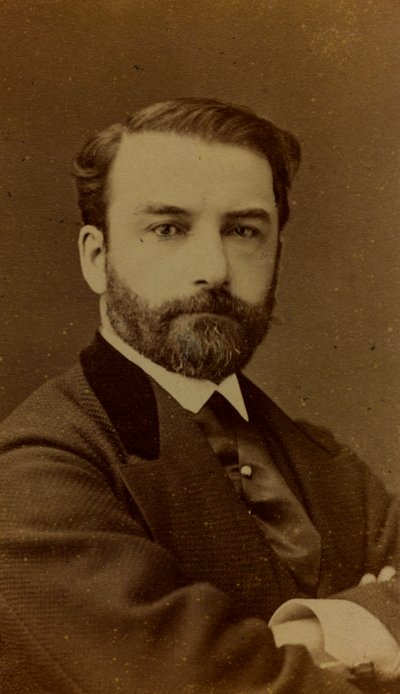 Portrett av Léon Joseph Florentin Bonnat, fransk maler; besøkskort av Ferdinand Mulnier