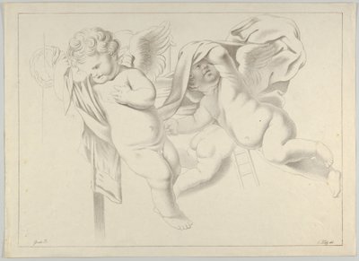 Studie av tre putti, ca. 1800-1844. av Ferdinand Piloty