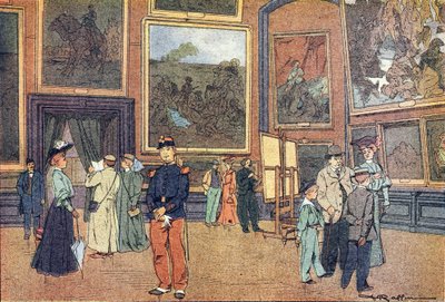 Louvre-museet, i barndommens bildebok, ca. 1900 (gravering) av Ferdinand Raffin