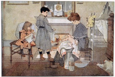 The bath of the baby, ca. 1930 (trykk) av Ferdinand Raffin