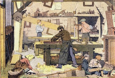 Snekkeren, i barndommens bildebok, ca. 1900 (gravering) av Ferdinand Raffin