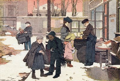 Kastanjehandleren, i barndommens bildebok, ca. 1900 (gravering) av Ferdinand Raffin
