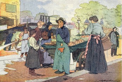 Den fire-sesongs kjøpmann, i barndommens bildebok, ca. 1900 (gravering) av Ferdinand Raffin