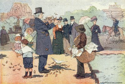 Den offentlige hagen til Tuileries i Paris, i Imagier de l'enfance, ca. 1900 (gravering) av Ferdinand Raffin