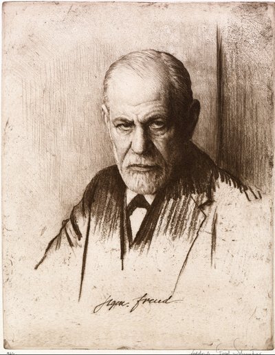 Portrett av Sigmund Freud (1856-1939). Verk av Ferdinand Schmutzer (1870-1928), gravering av Ferdinand Schmutzer