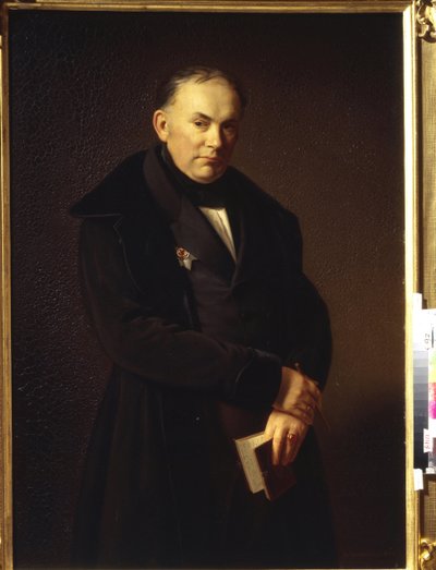 Portrett av poeten Vasily Andreyevich Zhukovsky (1783-1852) (portrett av poeten V. Zhukovsky). Maleri av Ferdinand Theodor Hidebrandt (1804-1874), olje på lerret, 1844. Tysk kunst (Düsseldorf) av Ferdinand Theodor Hildebrandt