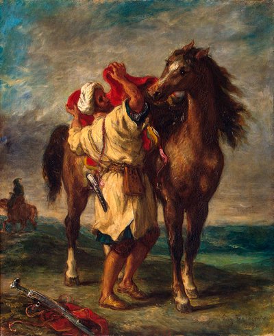 En marokkansk saler på hesten sin, 1855. av Ferdinand Victor Eugene Delacroix