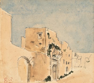 En marokkansk bygning (blyant og akvarell på papir) av Ferdinand Victor Eugene Delacroix