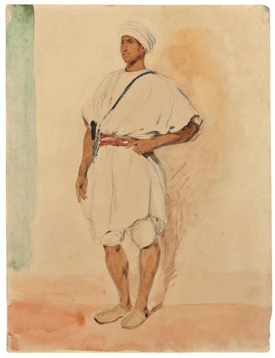 En stående marokkaner (blyant og akvarell på papir) av Ferdinand Victor Eugene Delacroix