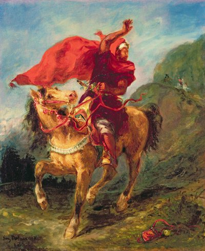 Arabisk rytter som gir et signal av Ferdinand Victor Eugene Delacroix
