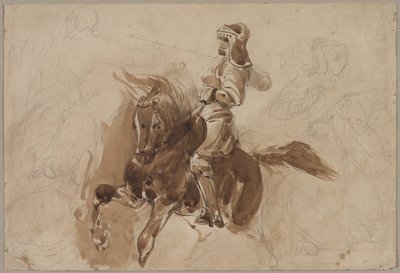 Panserfigur på hesteryggen recto, ca. 1828. av Ferdinand Victor Eugene Delacroix