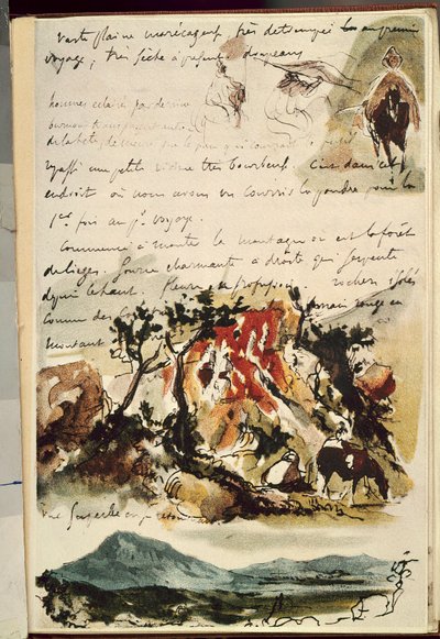 Dokumenter fra Marokko. Tegning av Eugene Delacroix (1798-1863) av Ferdinand Victor Eugene Delacroix