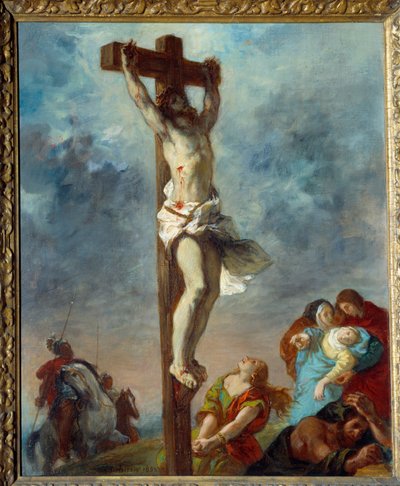 Kristus på korset. Maleri av Eugene Delacroix (1798-1863) av Ferdinand Victor Eugene Delacroix