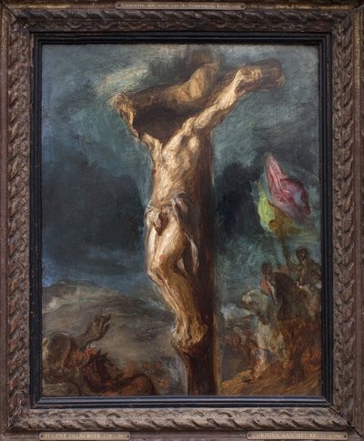 Korsfestelse. Maleri av Eugene Delacroix (1798-1863), olje på tre av Ferdinand Victor Eugene Delacroix