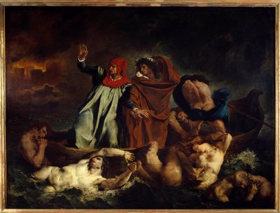 Dante og Virgil eller Dantes barkillustrasjon for Canto VIII av "Den guddommelige komedie" (Divina Commedia) av Dante Alighieri (1265-1321) Maleri av Eugene Delacroix (1798-1863) 1822 Søn. 1,89 x 2,41 m Paris. Museet Louvre av Ferdinand Victor Eugene Delacroix