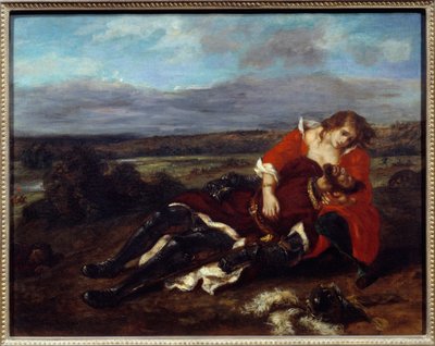Laras død. Maleri av Eugene Delacroix (1798-1863) av Ferdinand Victor Eugene Delacroix