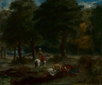 Greske kavalerimenn hviler i skogen, 1858 av Ferdinand Victor Eugene Delacroix
