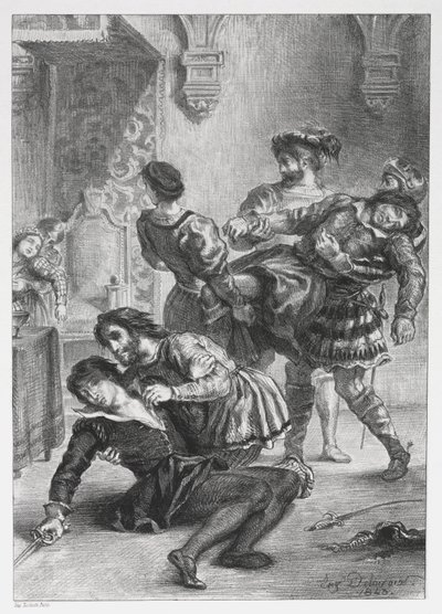 Hamlet: Hamlets død, 1843. av Ferdinand Victor Eugene Delacroix