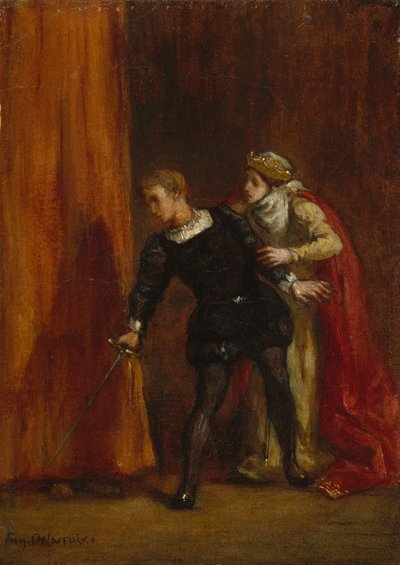 Hamlet og hans mor, 1849 av Ferdinand Victor Eugene Delacroix