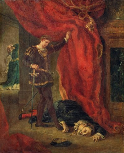 Hamlet foran kroppen til Polonius av Ferdinand Victor Eugene Delacroix