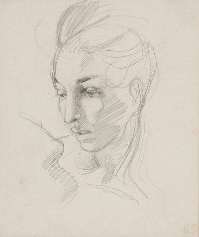 Head of Liberty (grafittblyant på papir) av Ferdinand Victor Eugene Delacroix