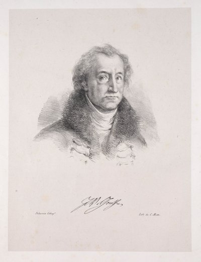 Illustrasjoner for Faust: Frontispice - Portrett av Johann Wolfgang von Goethe, 1828. av Ferdinand Victor Eugene Delacroix
