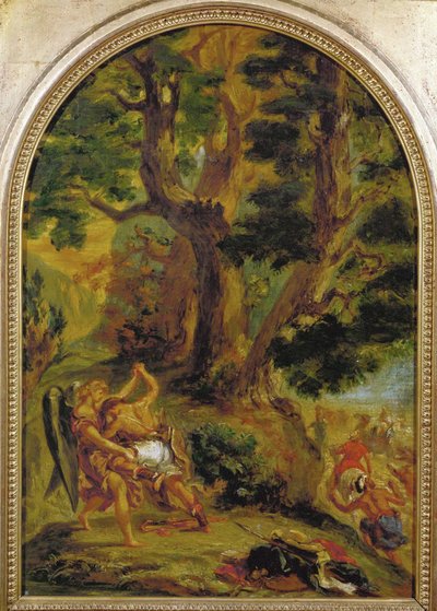 Jakob som kjemper mot engelen (oljeskisser) av Ferdinand Victor Eugene Delacroix