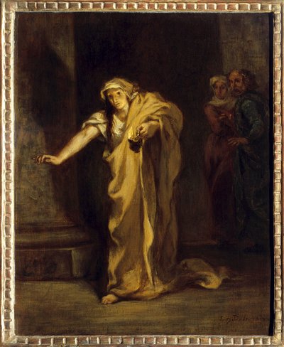 Lady Macbeth søvngjenger Illustrasjon av verket med samme navn av William Shakespeare (1564-1616). Maleri av Eugene Delacroix (1798-1863) 1850 Søn. 0,40 x 0,32 m Fredericton. Beaverbrook kunstgalleri av Ferdinand Victor Eugene Delacroix