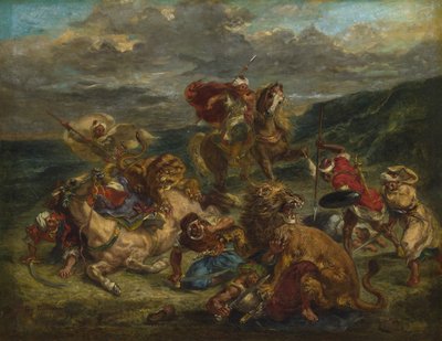 Løvejakt, 1860-61 av Ferdinand Victor Eugene Delacroix