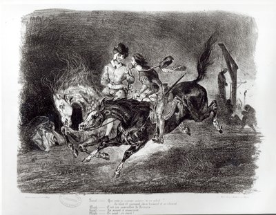 Mephistopheles og Faust rider i natten, illustrasjon for Faust av Goethe, 1828 av Ferdinand Victor Eugene Delacroix