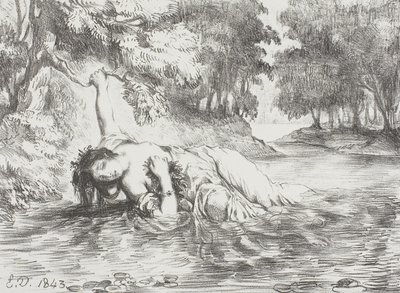 Ophelias død, 1843 av Ferdinand Victor Eugene Delacroix