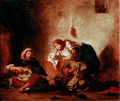 Orientalisme: "" Jødiske musikere fra Mogador, Marokko"" Maleri av Eugene Delacroix (1798-1863) 1800-tallet Søn. 046x0,55 m Paris, Musée du Louvre av Ferdinand Victor Eugene Delacroix