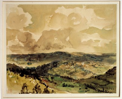 Panoramautsikt over skogkledde åser rundt Croze Akvarell av Eugene Delacroix (1798-1863) Rundt 1855 Søn. 0,21 x 0,26 m Paris. Museet Louvre av Ferdinand Victor Eugene Delacroix