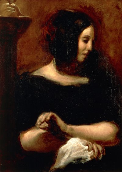 Portrett av George Sand av Ferdinand Victor Eugene Delacroix