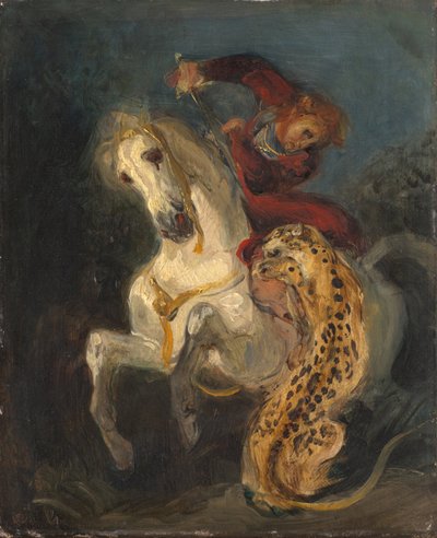 Rytter angrepet av en Jaguar av Ferdinand Victor Eugene Delacroix