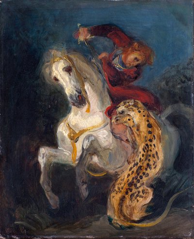 Rytter angrepet av en Jaguar - Delacroix, Eugene av Ferdinand Victor Eugene Delacroix