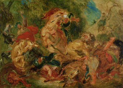 Studie for Løvejakten, 1854 av Ferdinand Victor Eugene Delacroix