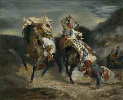 Kampen til Giaour og Hassan, 1826 av Ferdinand Victor Eugene Delacroix