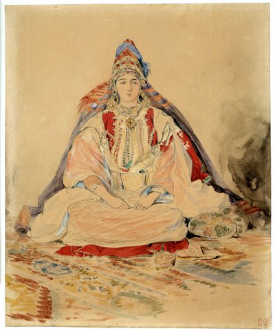 Det jødiske ekteskapet i Tanger. Akvarelltegning av Eugene Delacroix (1798-1863) av Ferdinand Victor Eugene Delacroix